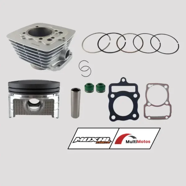 CILINDRO KIT CG200/XY200 GY6 (2011) PIST: 67mm PIN 16mm ALTO 106,5mm198cc SISTEMA A PALILLO PLATA MOXAL