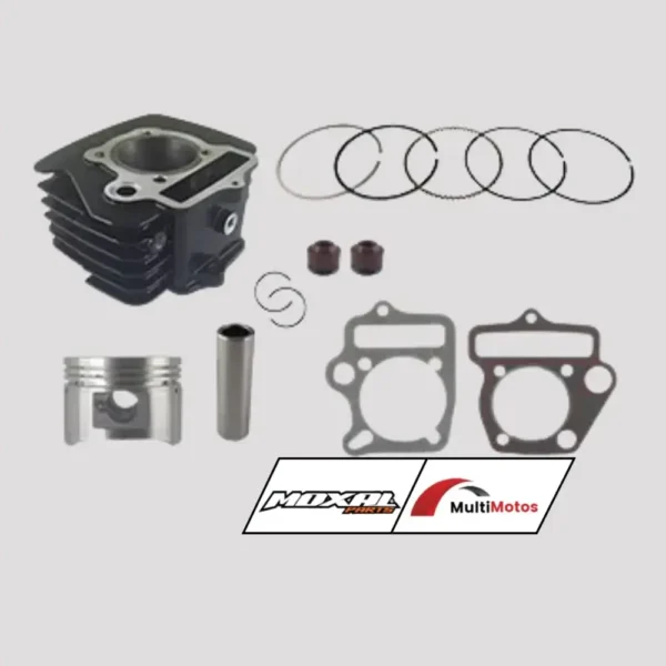 CILINDRO KIT LONCIN LX-110 CABALLITO PIST: 52.4mm PIN 13mm ALTO 95mm 107cc NEGRO MOXAL